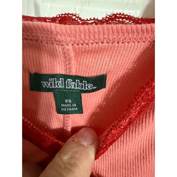 Size XS Women's Sleeveless Lace Trim Knit Bodycon Dress - Wild Fable Coral Pink - Picture 4 of 7